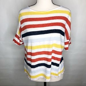 C&C CALIFORNIA | Striped Cropped Linen Autumn Top